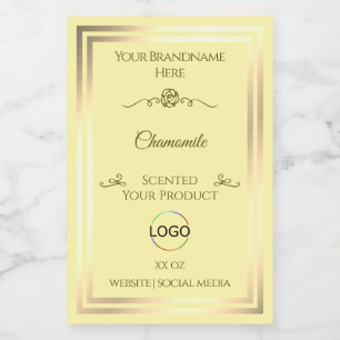 Pastellcreme-Etikett Gold-Rahmen mit Logo Lebensmitteletikett