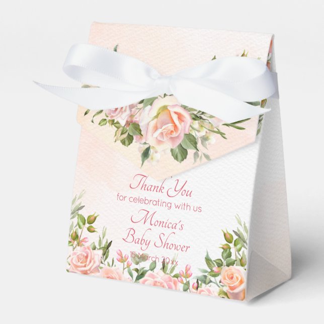 Pastellcreme Rosa Rosen personalisiert Geschenkschachtel (Vorderseite)