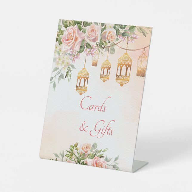 Pastellcreme Rosa Rosen personalisiert Sockelschild (Vorderseite)