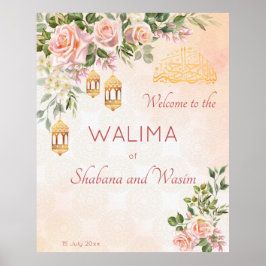 Pastellcreme-Rose marokkanische Laternen Poster