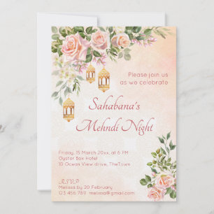 Pastellcreme Rosen mit marokkanischen Laternen Einladung