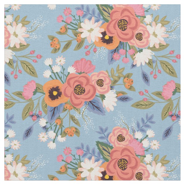 Pastelle Boho Floral Bouquets Muster Stoff (Nahaufnahme)
