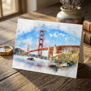 Pastelle der Golden Gate Bridge in San Francisco Dankeskarte