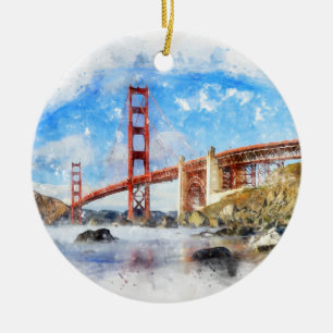 Pastelle der Golden Gate Bridge in San Francisco Keramik Ornament