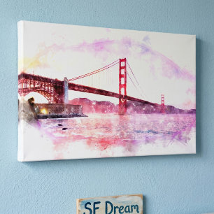 Pastelle der Golden Gate Bridge in San Francisco Leinwanddruck