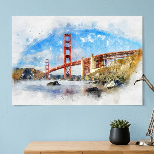 Pastelle der Golden Gate Bridge in San Francisco Poster