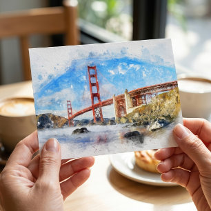 Pastelle der Golden Gate Bridge in San Francisco Postkarte