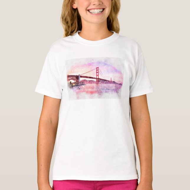 Pastelle der Golden Gate Bridge in San Francisco T-Shirt (Vorderseite)