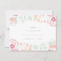 Pastelle floral Grace Wedding RSVP Card