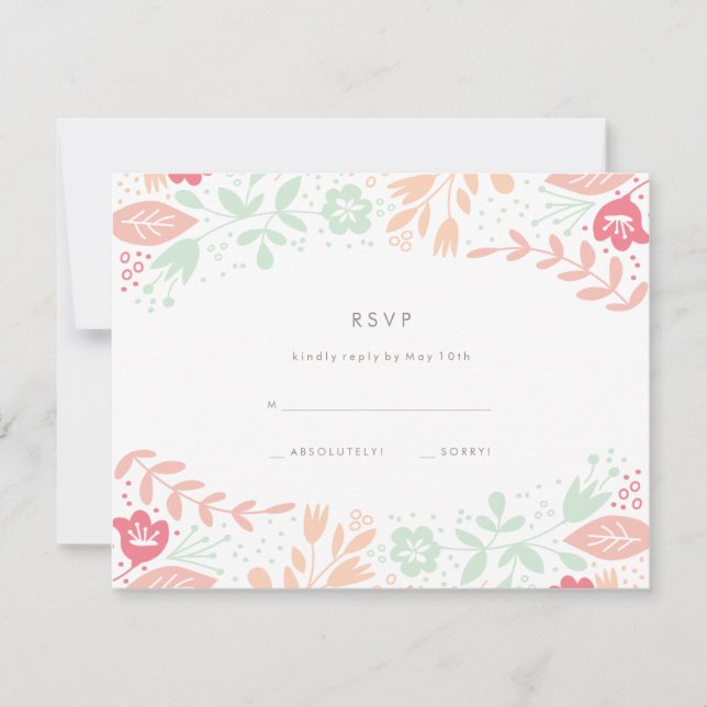 Pastelle floral Grace Wedding RSVP Card Karte (Vorderseite)