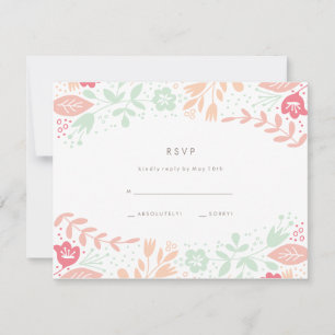 Pastelle floral Grace Wedding RSVP Card Karte