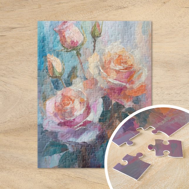 Pastelle Rose Moderne Abstrakte Blumenkultur Puzzle (Von Creator hochgeladen)
