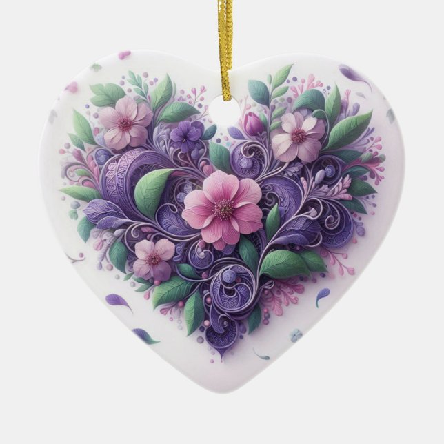 Pastelle Scrolly Heart Ornament (Vorne)