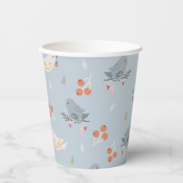 Pastelle Weihnachtsvögel Nahtloses Muster Pappbecher