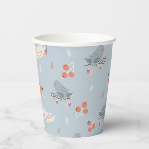 Pastelle Weihnachtsvögel Nahtloses Muster Pappbecher