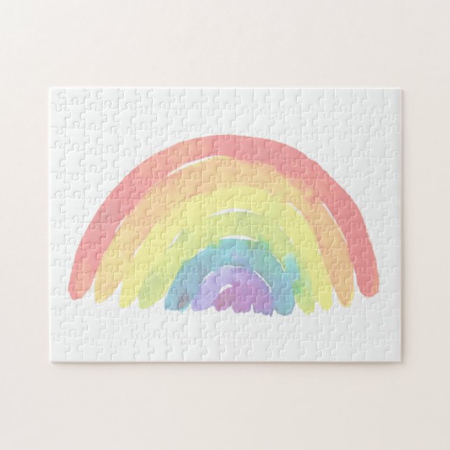 Pastelleichter Regenbogen, moderne Aquarellfarbe Puzzle (Horizontal)