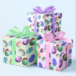 Pastelleier Ostereier Grün hellrosa Weiß farbig Geschenkpapier Set