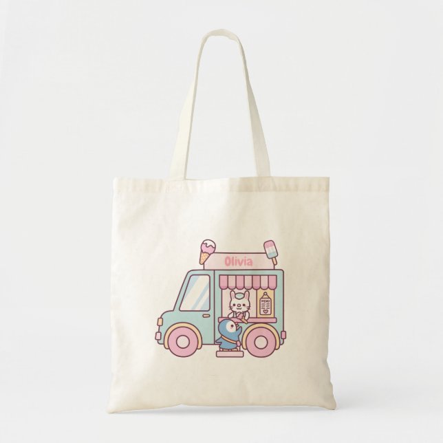 Pastelleis Trucker Bunny und Pinguin Tasche (Vorne)