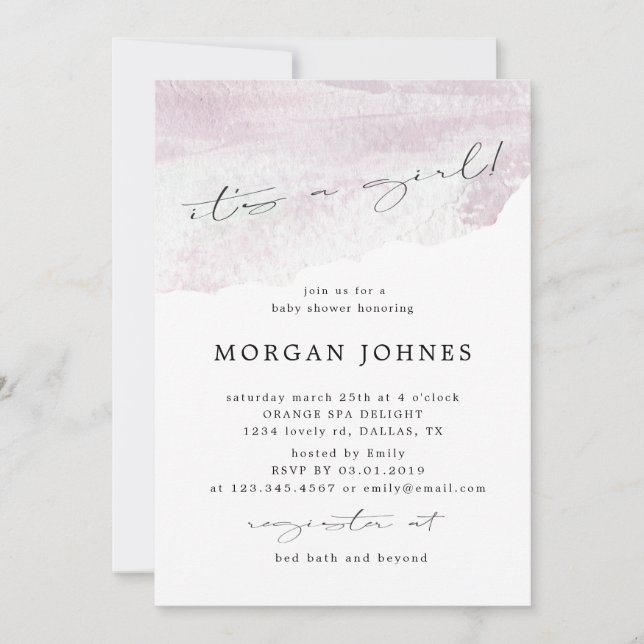 Pastellelegantes Drehbuch, es ist ein Mädchen Baby (Vorderseite)