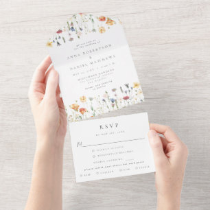 Pastellene Boho-Blumenhochzeit All In One Einladung
