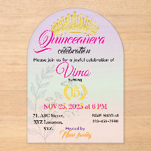 Pastellene botanische Quinceañera-Acryleinladung