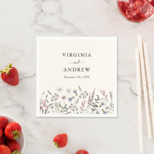 Pastellene Hochzeit mit Blumen Serviette