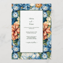 Pastellene moderne Floral-Hochzeitseinladung