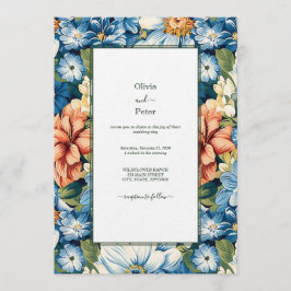 Pastellene moderne Floral-Hochzeitseinladung Einladung