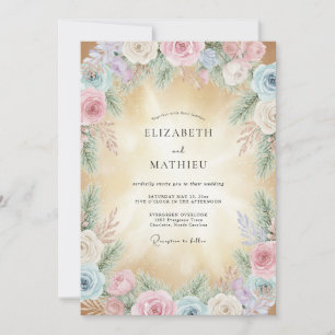 Pastellene Traumhochzeit mit Blumen Einladung
