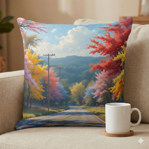 Pastellene Wasserfarbenlandschaft einer herbstlich Kissen