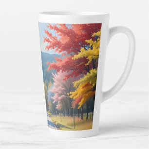 Pastellene Wasserfarbenlandschaft einer herbstlich Milchtasse