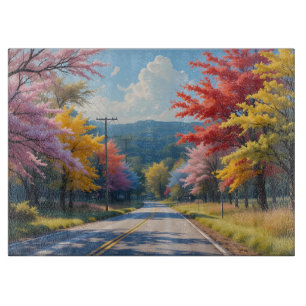 Pastellene Wasserfarbenlandschaft einer herbstlich Schneidebrett