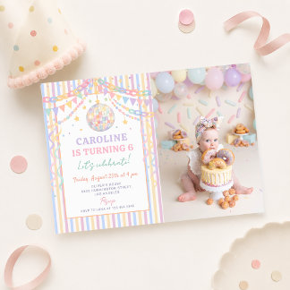 Pastellene Whimsical-Disco-Girlande Geburtstagsfot Einladung
