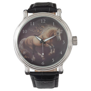 Pastellfarbe eines laufenden Pferdes Armbanduhr