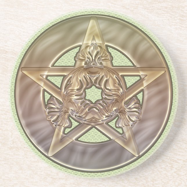 Pastellfarbe-Pentagramm-Sandstein-Untersetzer Sandstein Untersetzer (Vorne)