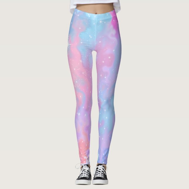 PastellfarbeKawaii Glitzern-Rosa-blaues Lila Leggings (Vorderseite)