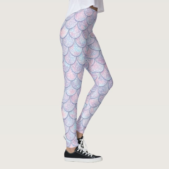 Pastellfarben abstrakte Fischwaagen Leggings (Rechts)