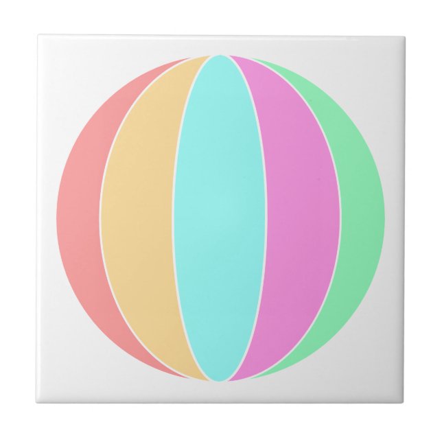 Pastellfarben Beach Ball Fliese (Vorderseite)