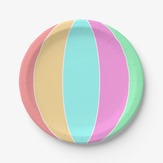 Pastellfarben Beach Ball Pappteller (Vorderseite)