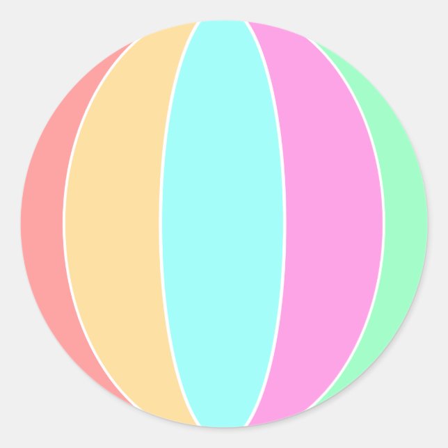 Pastellfarben Beach Ball Runder Aufkleber (Vorderseite)