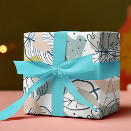 Pastellfarben Blätter und Bio Formen Geschenkpapier