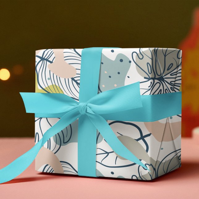 Pastellfarben Blätter und Bio Formen Geschenkpapier (Von Creator hochgeladen)