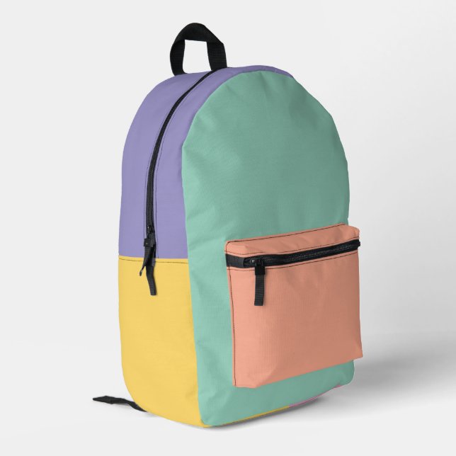 Pastellfarben-Block-Backpack Bedruckter Rucksack (Rückseitige Ecke links)