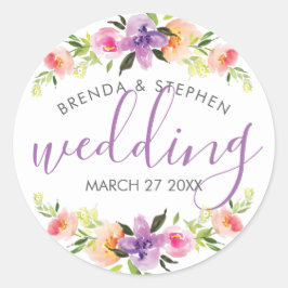 Pastellfarben Blumenkranz Runder Aufkleber