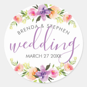 Pastellfarben Blumenkranz Runder Aufkleber