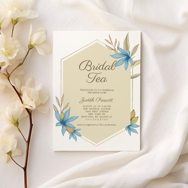 Pastellfarben-Brauttee Party Brautparty Einladung (Gold pastel floral bridal tea party Bridal Shower Invitation)