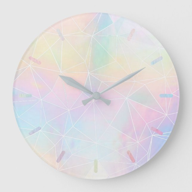 Pastellfarben geometrisches Design Große Wanduhr (Vorderseite)