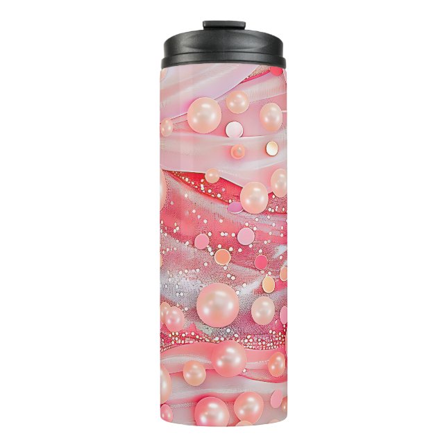 Pastellfarben-Glitzer Perlendruck Thermosbecher (Vorderseite)