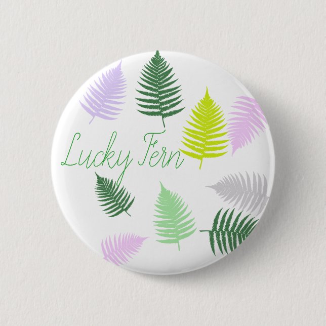 Pastellfarben Glücksfarn Button (Vorderseite)