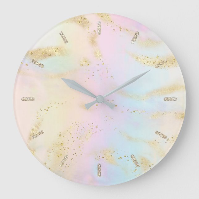 Pastellfarben Imitat Glitzer-Effekt Große Wanduhr (Vorderseite)